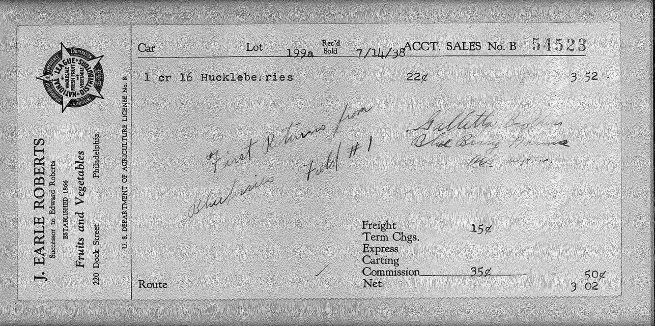 Receipt from the first sale